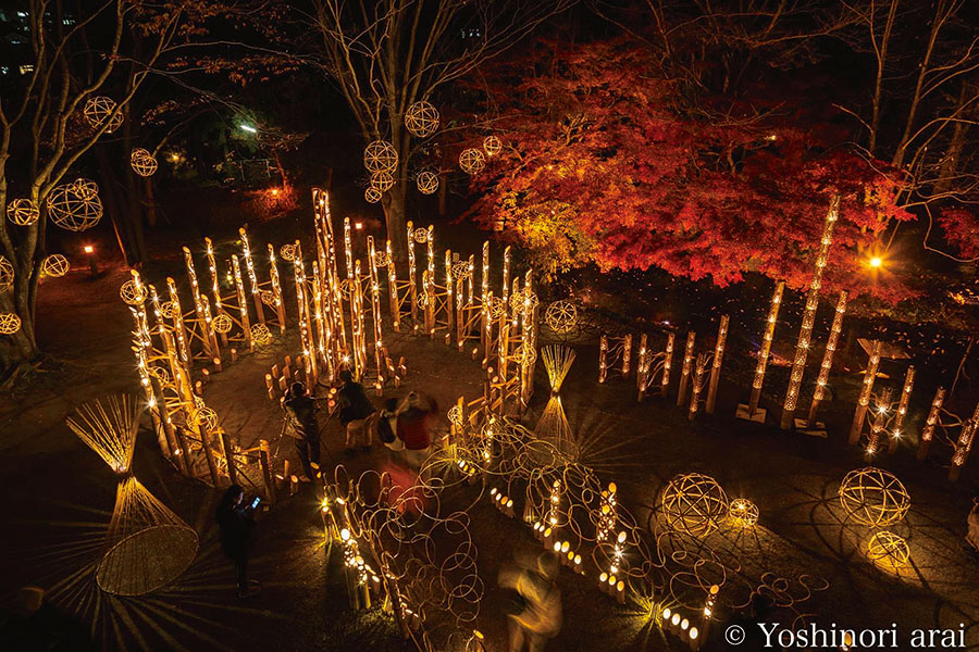竹あかり 山中湖夕焼けの渚 紅葉まつり